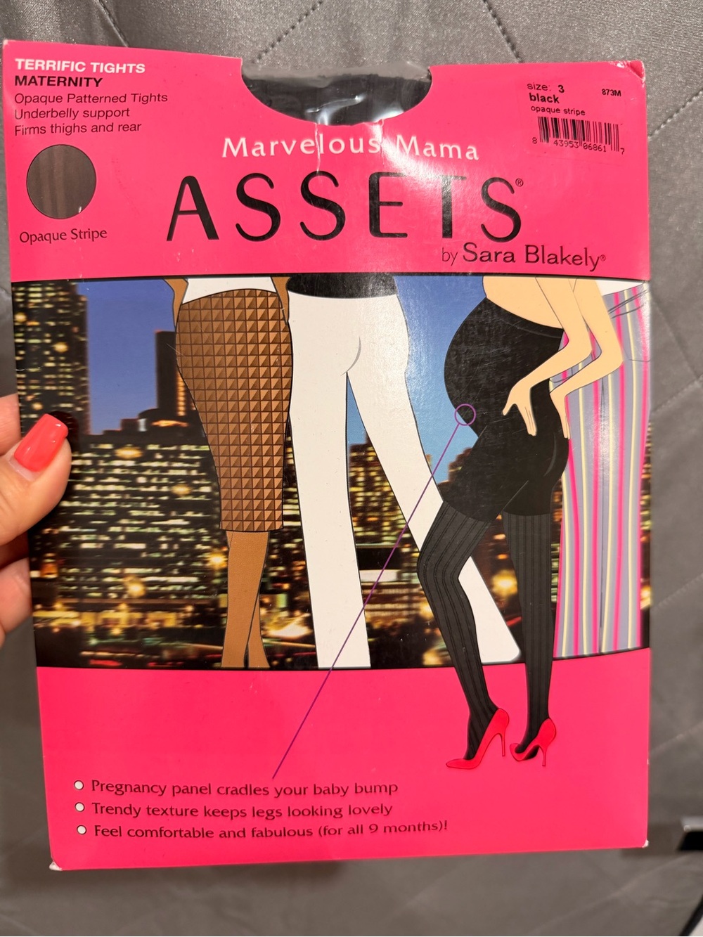ASSETS by Sara Blakely Black Opaque Stripe Maternity Tights
